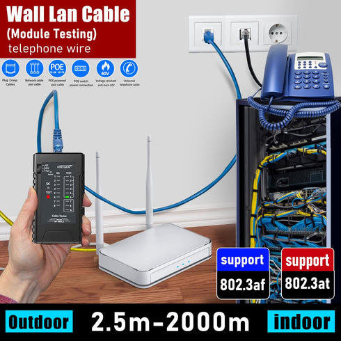 NF-468CS Ethernet Cable Tester, RJ45/RJ11/CAT5/CAT6/CAT5E/CAT6A/CAT7/POE, UTP/STP Continuity Tester, Network Tools