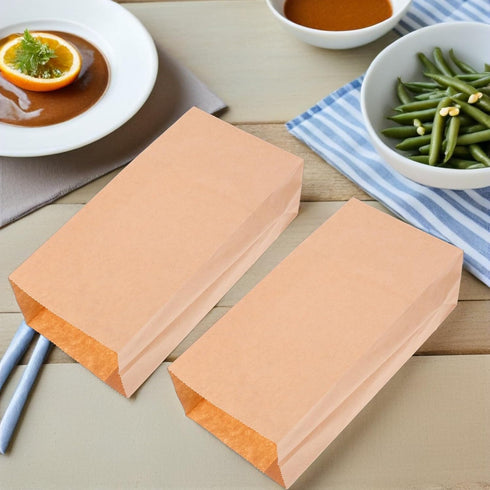 100pcs 18x9x5.5cm Packaging Mipcase Kraft Paper Bread Bags with Flat Bottom, Greaseproof Bakery Storage Bags