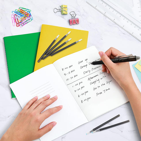 Vanstek 12 Black Erasable Gel Pen Refills, Compatible with FriXion & Friction Erasable Pens, Fine Point 0.7 mm