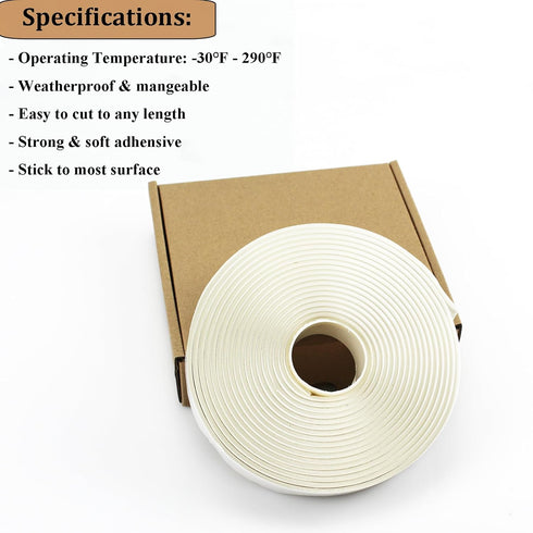 White Butyl Sealant Tape, RV Roof Sealing Tape, 16.4Ft Waterproof Butyl Tape for Window Glass Repair