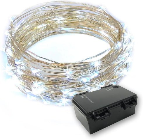 60 LEDs Cold White Color String Lights, Silver Wire, Indoor and Outdoor 20 Feet Firefly Starry Fairy Lights for DIY,