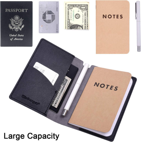Wisdompro 2 Pack Journal Cover, PU Leather Notebook Cover for 3.5" x 5.5" Pocket Notebooks - Black