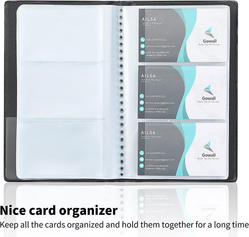 Business Card Holder for 240 Cards, Portable Organizer for Men & Women, Professional Business Cards Book, Black