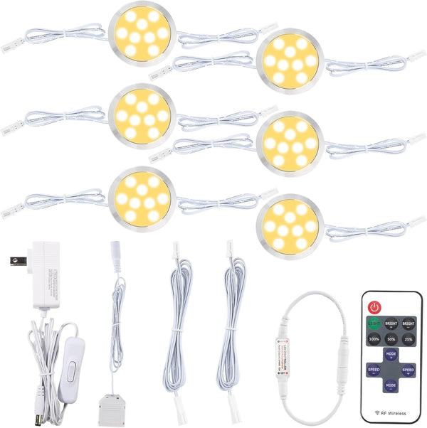 Closet Cupboard Bar Uplight Downlight Fixture, LED Under Cabinet Puck Lighting KIt,