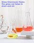 9 Pack Glass Erlenmeyer Flask Set with Glass Stirring Rod, 7 Sizes, Borosilicate Glass for Lab Chemistry