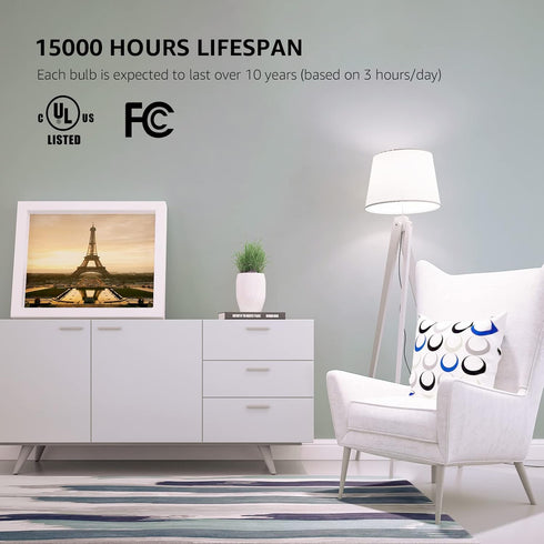 Lepro Dimmable LED Light Bulbs 60 Watt Equivalent, 9.5W 800LM Daylight White 5000K, A19 E26 Standard Medium Base, UL FCC Listed, 15000 Hour Lifetime, 6 Packs by Lepro