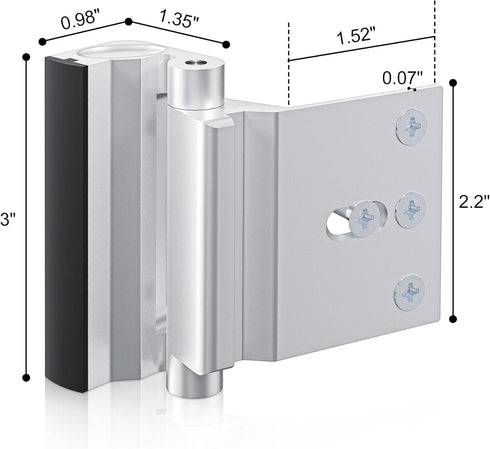 800lbs Door Reinforcement Lock Withstands of Force - Silver Extra Proof Door Lock for Kids Safety Drilling Required