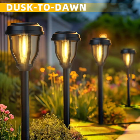 6 Pack 6 Pack DERAYSION Solar Lights Outdoor, Solar Pathway Lights Waterproof Garden Landscape Lighting for Path, Yard