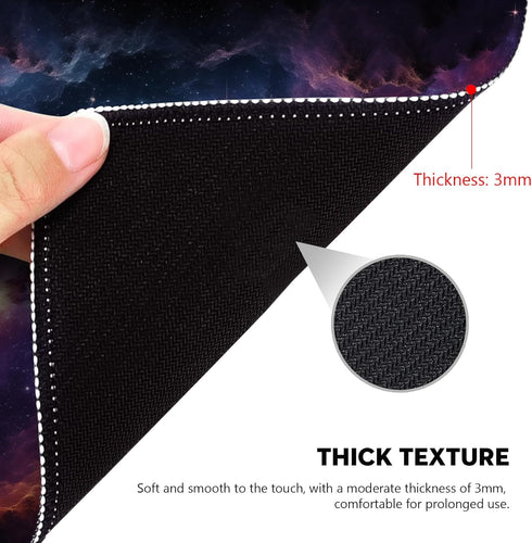 Galactic Nebula Starscape Mouse Pad, Stitched Edges Non-Slip Rubber Base, Explore The Universe from Your Desk