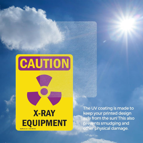 (2 Pack) X-Ray Equipment OSHA Caution Radiation Sign 5 Inch X 3.5 Inch Vinyl Label Decal Sticker, Weather Resistant