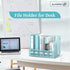 SUPEASY Desk Organizers Metal Magazine File Holder with 5 Vertical Compartments for Office Desktop, Blue Plus