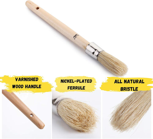 Mr. Pen Chalk Paint Brush, 0.7 Inch Round Wax Brush, Chalk Paint Brushes for Furniture, Wax Brush Set