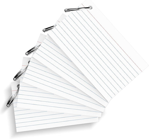 AILZFEI 250-Pack 3x5 Inch 180gsm (50 White Index Cards w/Key Ring Heavyweight Flashcards Flash Cards Study & Note Cards