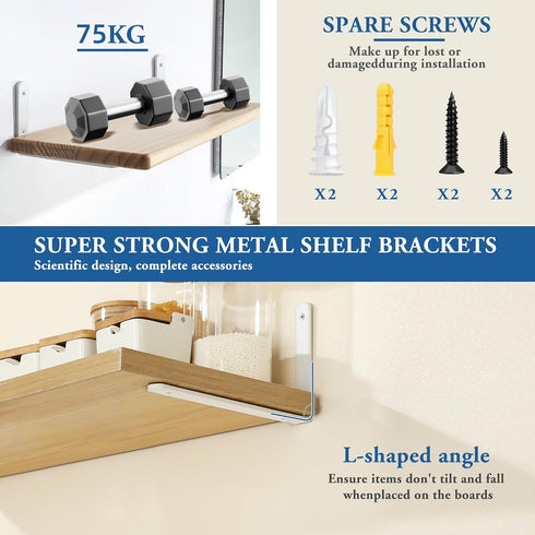 Mooche 4Pack 8.08*5.72 Inch) Floating Shelf Brackets, Heavy Duty Metal L Brackets Wall Mounted Corner Brace Angle