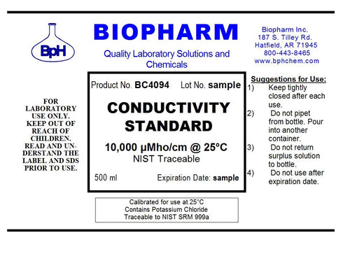 Conductivity Calibration Standard 3-Pack, 500 mL Each: 1,000 µS, 10,000 µS, 100,000 µS