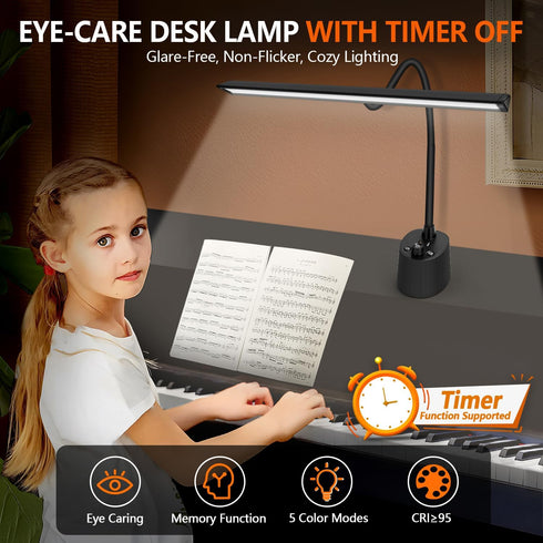 5 Dimmable Piano Light - LED Piano Lamp for Grand/Upright/Digital Pianos - Adjustable Piano Light Desk Lamp