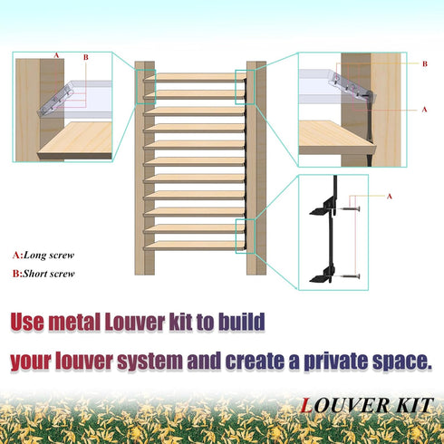 Explranltec 11 (48'') Decorative Fence Louver System, Louver Hardware System for Blinds and shutters, Louver Pergola