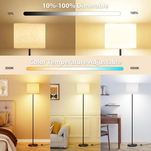 Dimmable 12W Bulb, Keepsmile Floor Lamps for LivingRoom with LED Foot Switch, Remote Custom Color Temperature Floor