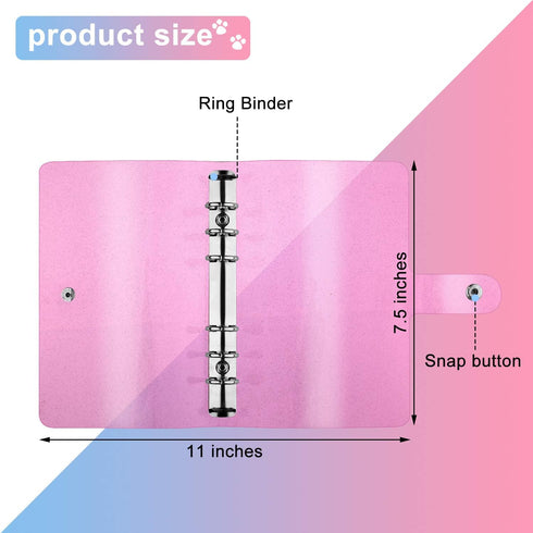 Outus 3 Pieces Clear A6 Binders - Colorful Soft PVC 6-Ring Binder Cover for Office (Rainbow, Blue, Pink)