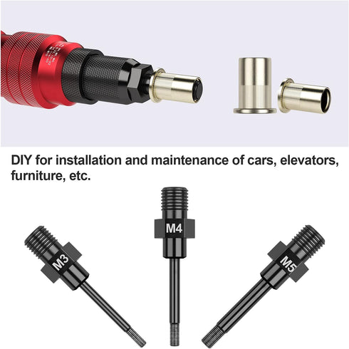 Beaspire 3 PCS Cordless Drill Electric Rivet Gun's M3, M4, M5 Mandrels