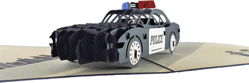 iGifts And Cards Police Car 3D Pop-Up Greeting Card, 6" x 6", Thoughtful Gift for Cops, First Responders