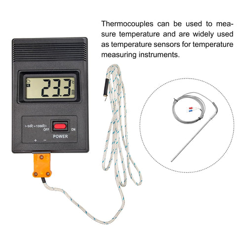 MECCANIXITY K Type Thermocouple Temperature Sensor Probe, 4x200mm, 0 to 1000°C