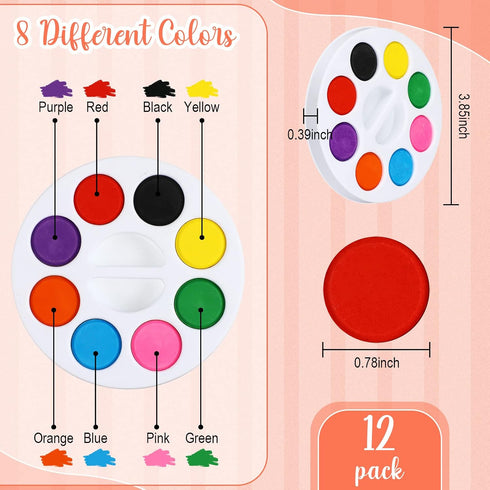 Sets 8 3 3 Inch Set Gift(12 Sets) Watercolor Paint Colors Watercolor with x Gift Painting Canvas Panel Mini Wooden