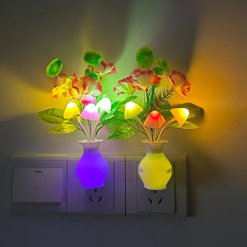 Sensor LED Night Light, Color Changing Flower Night Light Plug-in Wall Based Mushroom Lamp, Gift for Kids Adults, Cute