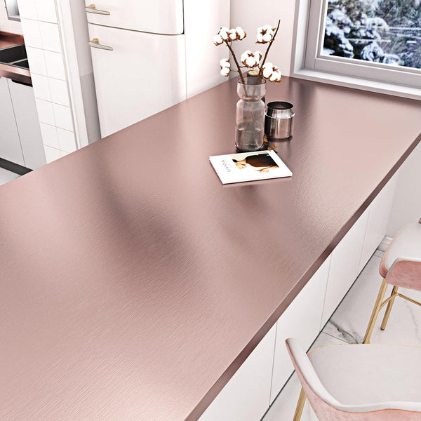 Rose Gold Stainless Steel Contact Paper Pink Peel and Stick Wallpaper Waterproof
