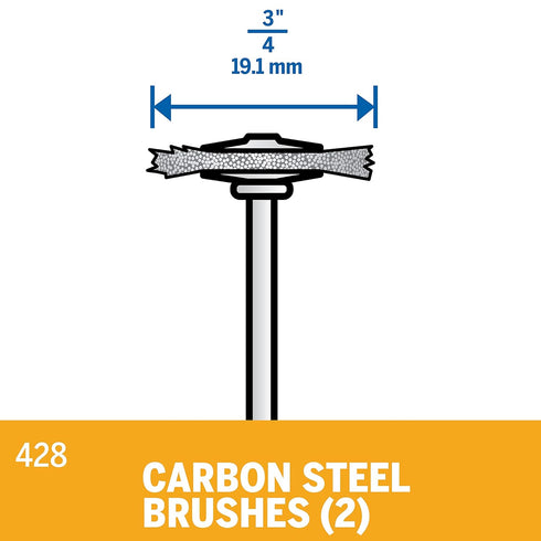 Dremel 428-02 Carbon Steel Brushes, 3/4" Diameter - 2 Pack