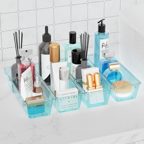 WOWBOX 12 Pack Clear Drawer Organizer Set, Acrylic Storage Trays for Makeup, Jewelries, Utensils, and Gadgets