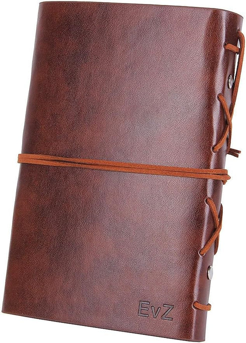 EvZ Leather Writing Journal Notebook, 7 Inches Vintage Nautical Spiral Blank String Diary Notepad Sketchbook Travel to Write in, Unlined Paper, Retro Pendants, Classic Embossed, Retro Coffee by EvZ