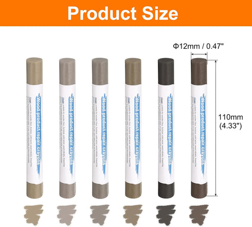 6 4-9 HARFINGTON Wood Filler Sticks Colors Wooden Wax Touch Up Furniture Repair Crayons for Medium Brown
