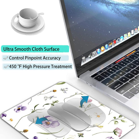 IMAYONDIA 9.5" 7.9" Computer Mouse Pads for Desk, Sage Green Floral Mouse Pad Small Square Computer Mousepad, x