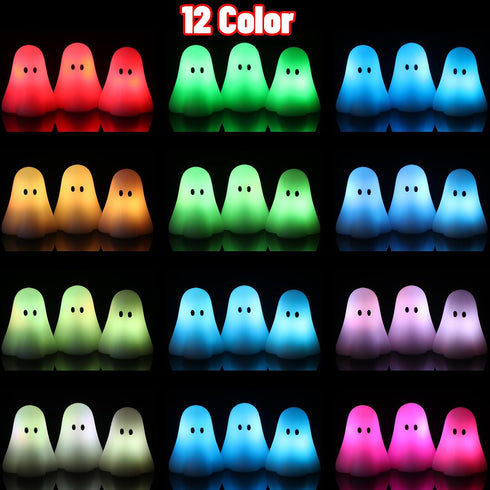 Flamless 18-key 12 Eldnacele Ghost Flickering Candles with Remote and Timer, Color Changing Battery Operated Spooky