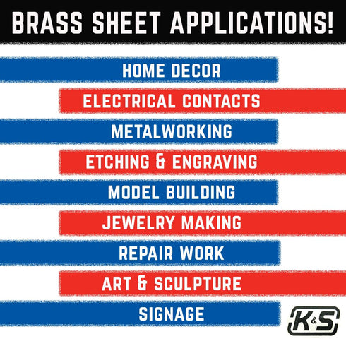 K&S 16408 Brass Sheet, 0.040" Thick x 6" Wide x 12" Long, 1 Piece, USA Made