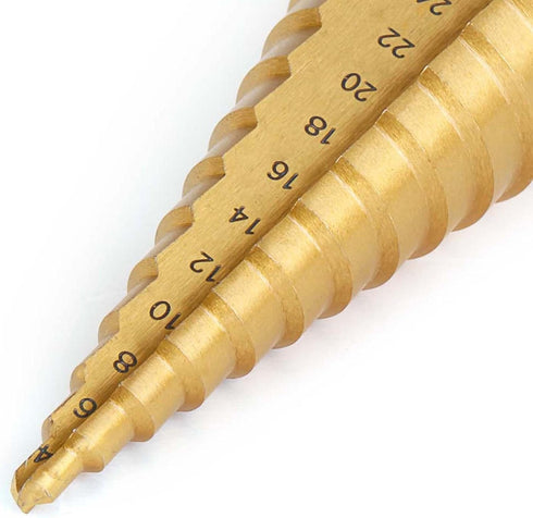 3pc 1/4" Hex Shank HSS Steel Step Drill Bit Set - Titanium Coated Cone Drill Hole Metal Cutter