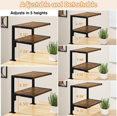 Shelf,12.9 inches 2-Tier Brown,TMZ007H IBUYKE Clamp on Desk Organizer Desk Extender Shelves, Above or Below Desk