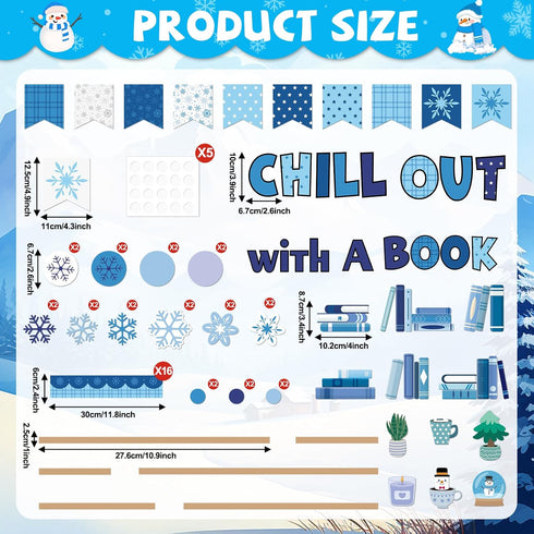Set Winter Bookshelf Classroom Bulletin Board Decorations Reading Theme Classroom Decoration Snowflake Cutouts Chill
