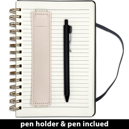 Lined Spiral Journal (Black), 5.7"x 8.27", 160 Pages/80 Sheets, Hardcover with Pen Holder & Pen, A5 Notebook for Writing, Note Taking, Journaling, School, Work, and Gifts