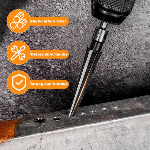 2Pcs Bridge Pin Hole Reamer Set, 3-13mm(1/8''-1/2'') & 5-16mm( -5/8") T Handle Taper Reamer, Chamfer Reaming Tool
