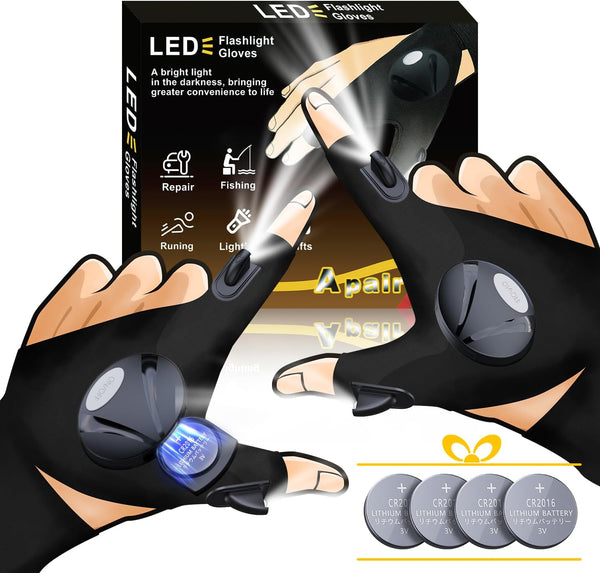 LOUISWARE LED Flashlight Gloves, Unique Gift for Men Dad Father Husband Birthday