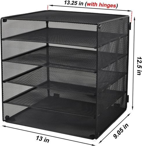 EASEPRES 5 Slot Mesh Desk Organizer Tray, File Paper Letter Holder for Office Home School Classroom Storage