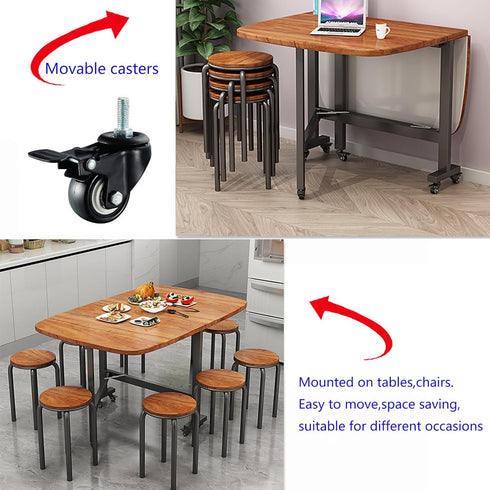 1.5in M8x25 4) Heavy Duty Swivel Caster with Threaded Bar, Nut Spacer, for Shopping Carts, Workbenches and Furniture