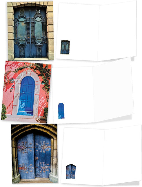 The Best Card Company - 20 Blank Note Cards Bulk Box 4 x 5.12 Inch + Envelopes, Architectural Doorways Collection (10