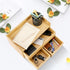 Bamboo Desk Organizer with 3 Drawers, Large Capacity Makeup Storage Box for Home Office and Bathroom