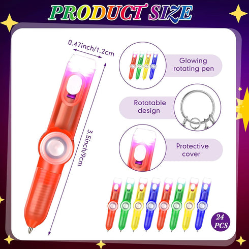 Kigeli 24 Pcs LED Spinning Rotating Pen Fidget Pen Rolling Finger Rotating Ballpoint Pens for Boys and Girls Adults Student Stress Reducer Anti Anxiety Gift