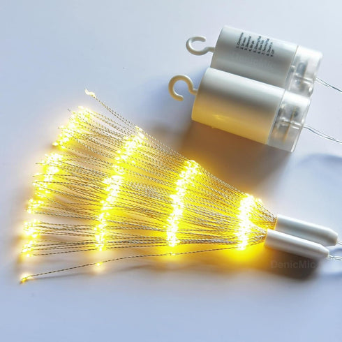 DenicMic 3200K 8 Firework Starburst Lights Warm White Mode LED Battery Operated Chandelier Star Lights with Remote