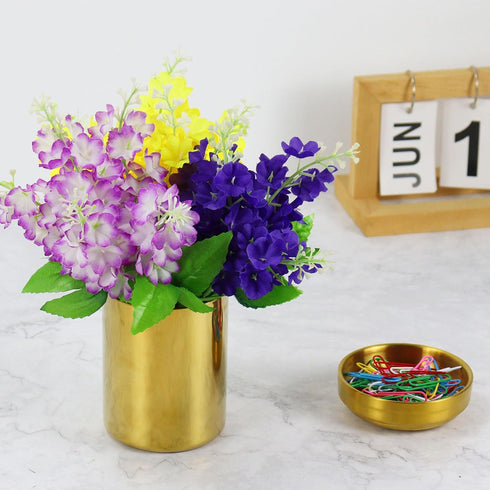 Set 3, MultiBey Gold Desk Organizer of Luxury Paper Clip Holder & Pencil Holder Cup for Office Supplies, Metal Makeup