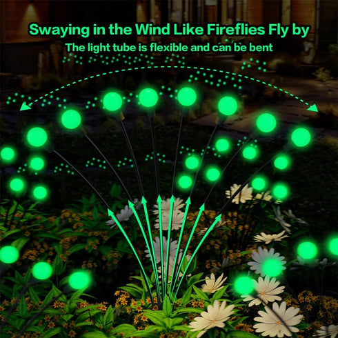 Halloween Decorations Solar Spooky Lights Outdoor - 2PACK 16LED Green Firefly Lights for Halloween Party Decor,